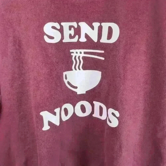 Unisex Send Noods Longsleeve Maroon Sweater -  Size Large With Measurements - Picture 2 of 6